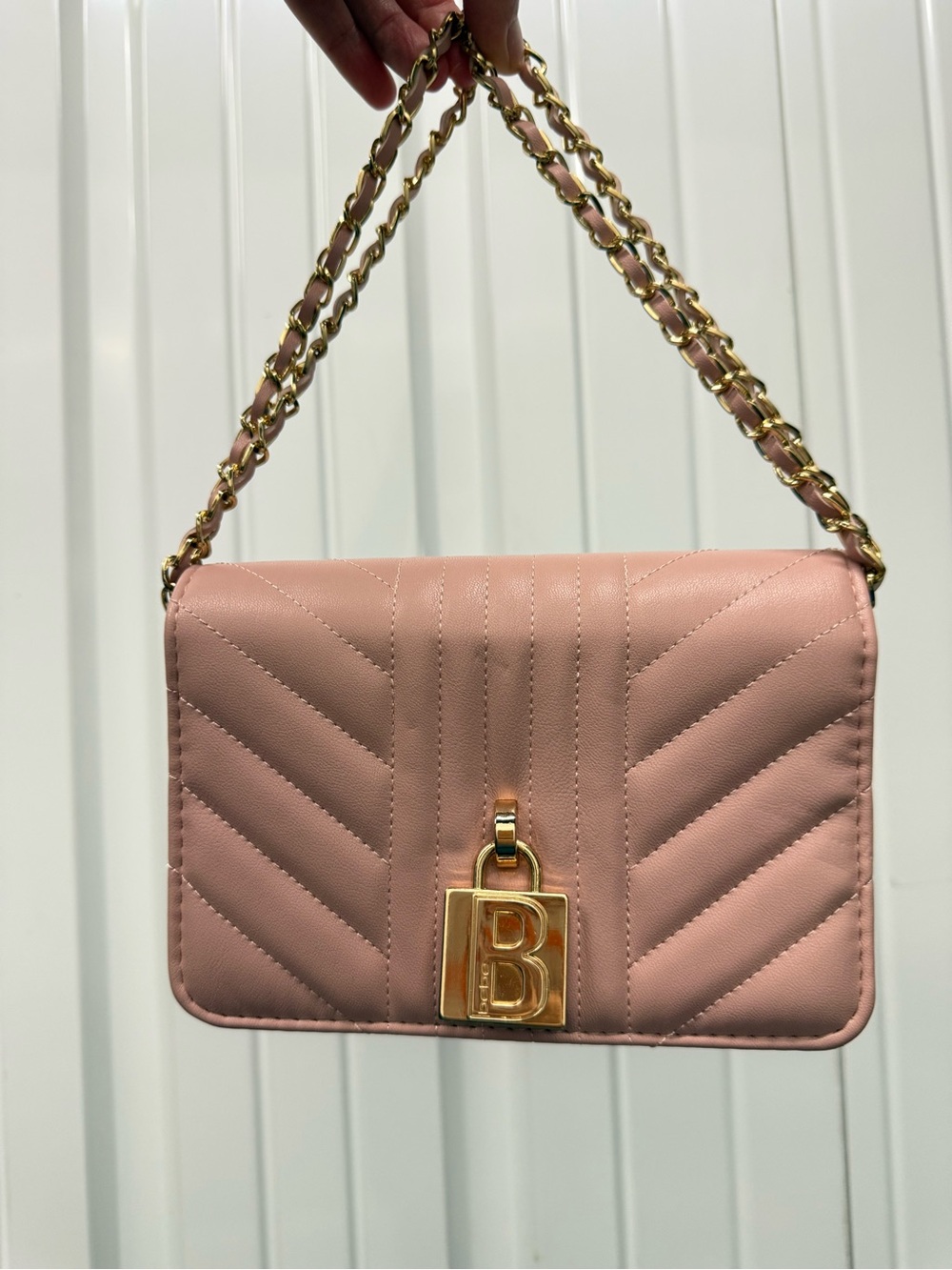 bebe Pink Chain-Accent Mini Crossbody Wallet